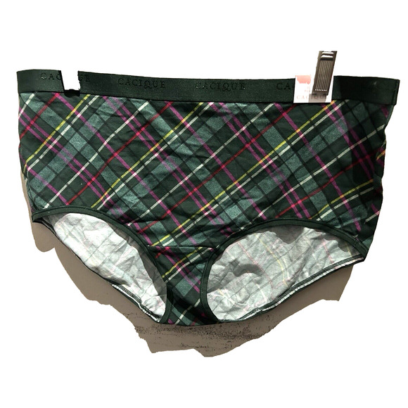 NWT Lane Bryant Hunter Green And Purple Plaid Stretch Brief Panties in 1X 18 20 - Picture 1 of 6